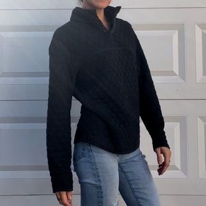 Reversible black/grey pull-over quarter button sweater